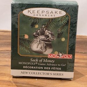 Hallmark Keepsake Miniature Ornament Monopoly Sack of Money